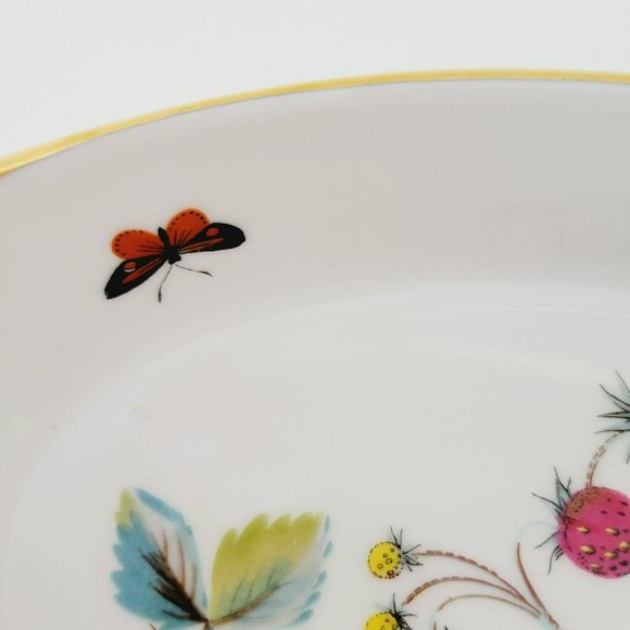 Royal Worcester Strawberry Fair Gold Trim Oval Baking Dish, Size 8, Butterfly - Picture 12 of 14